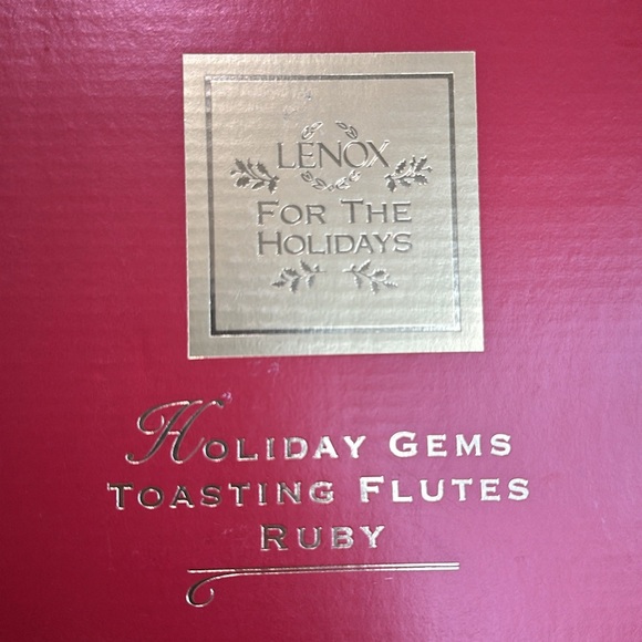 Beautiful holiday Lenox Holiday Gems toasting flutes. Set of 2. Orig. $40 each - Picture 8 of 9